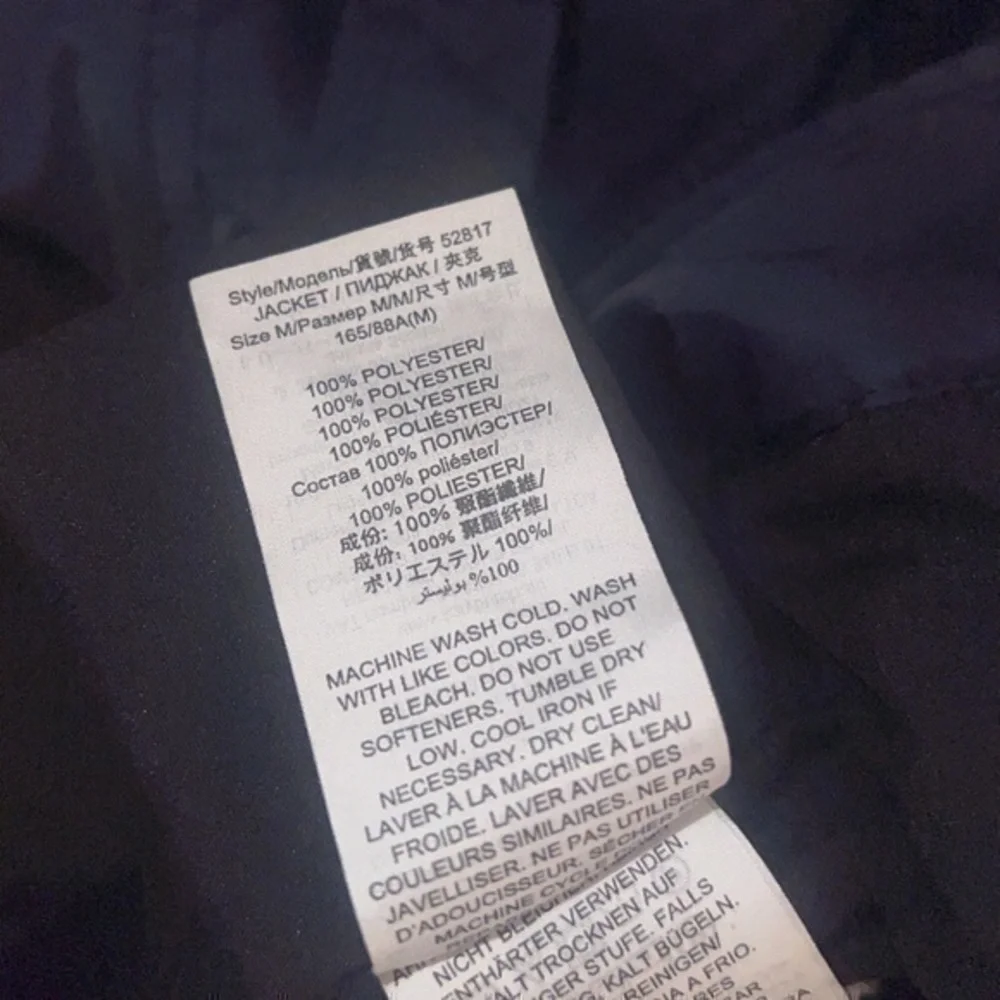 Tory Burch Sport Performance Navy Blue Satin‎ Long Bomber Jacket Coat Medium